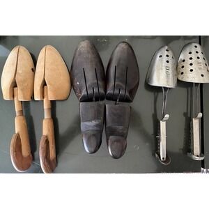 VTG Lot 6 Wooden Metal Shoe Stretchers Forms Antique Carved